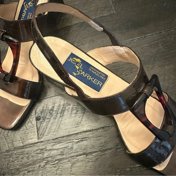 VTG Joel Parker Italian Leather Metallic Bronze Chunky Square Toe Sandal Size 8 - Picture 2 of 10